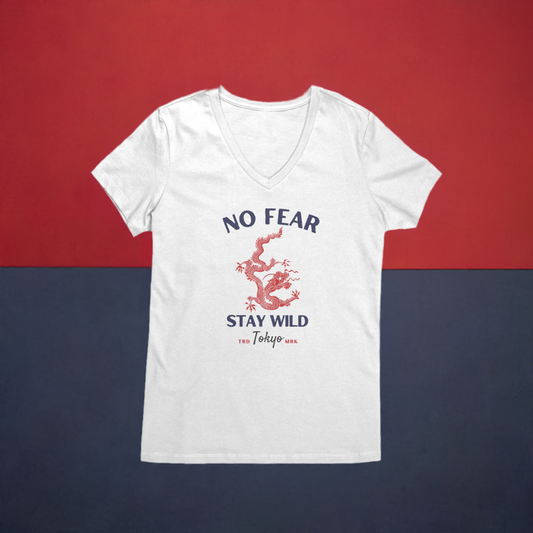 Womens V-Neck No Fear Stay Wild