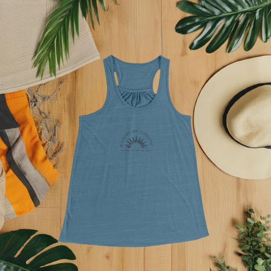 Womens Flowy Racerback Tank - Walking in Sunshine