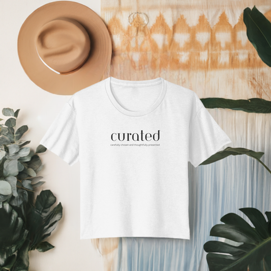 Women's Crop Tee - Curated - Black Print